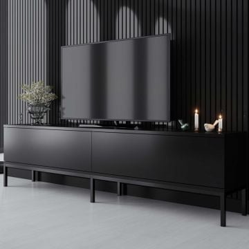 Woody Fashion TV-meubel | Metalen Poten | 100% Melamine Gecoat | 180x47x30 cm | Zwart