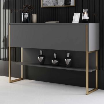 Dressoir Woody Fashion - 120x30x80 - goud/antraciet