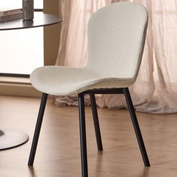Eetkamerstoel Ezra - 50x58x86cm - beige stof