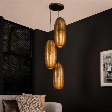 Hanglamp Kosami 3 lampkappen-antiek brons