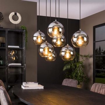 Hanglamp Bessy 7 lampkappen-Oud zilver