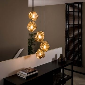 Hanglamp Tanner rond 5 lichtbronnen - grijs
