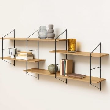Wandrek Newton met 4 legplanken - eik/zwart