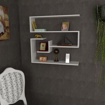 Houten Kunst Wandplank | 100% Melamine Gecoat | 90x87x22 cm | Wit