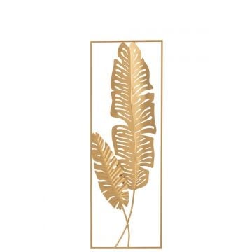 Wanddecoratie blad metaal goud