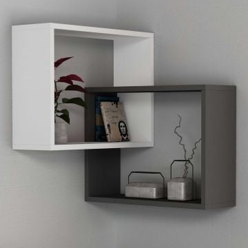 Woody Fashion Wandplank | 100% Melamine Gecoat | Wit Antraciet