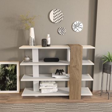 Boekenrek Woody Fashion - 120x30x90cm - 4 planken - wit/walnootdecor