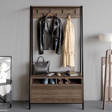 Garderobemeubel Woody Fashion | 94 x 35,3 x 180 cm | Walnut Black