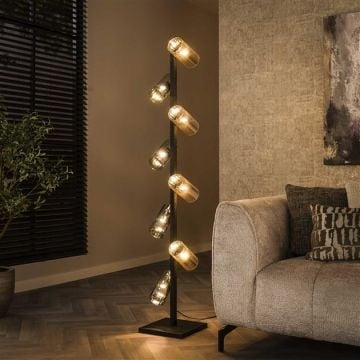 Staande lamp Cylian-amber/chrome glas 