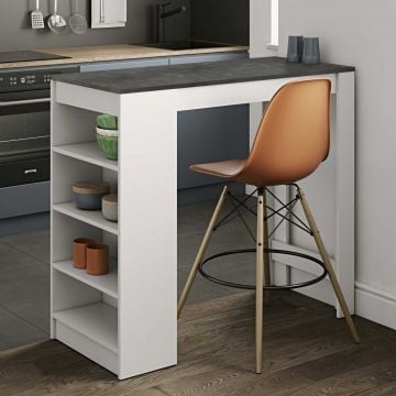 Bartafel Aravis 115x50 met opbergruimte - wit/beton