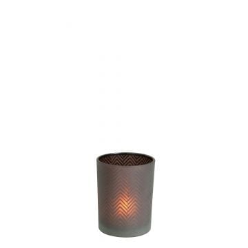 Windlicht chevron glas bruin small
