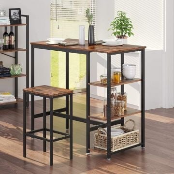 Bartafel Isolde 109x60 met 3 legplanken - bruin/zwart