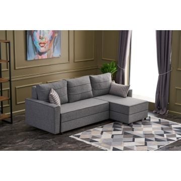 Atelier Del Sofa Hoekbank | FIR TREE en MDF Frame, 100% Polyester Stof, 242x88x90 cm, Grijze Kleur