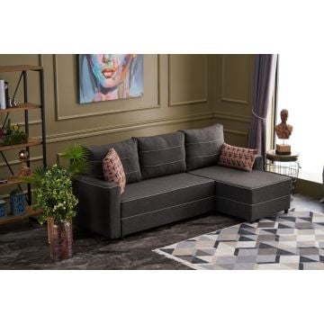 Atelier Del Sofa Hoekbank in Antraciet Grijs (FIR TREE en MDF Frame, 100% Polyester Stof)