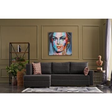 Del Sofa Hoekbank - FIR TREE en MDF Frame, 100% Polyester Stof, Antraciet Kleur