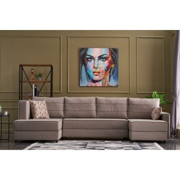 Atelier Del Sofa Hoekbank met frame van sparrenboom en 100% polyester stof (Crème)