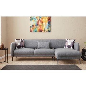 Atelier Del Sofa Hoekbank - Grijs, Frame 100% Beukenhout, Stof 50% Polyester / 50% Linnen