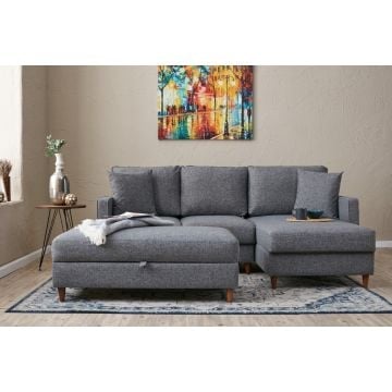 Atelier Del Sofa Hoekbank in grijs polyester