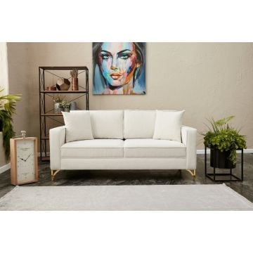 Atelier Del Sofa 2-zitsbank van beukenhout in crèmegoud