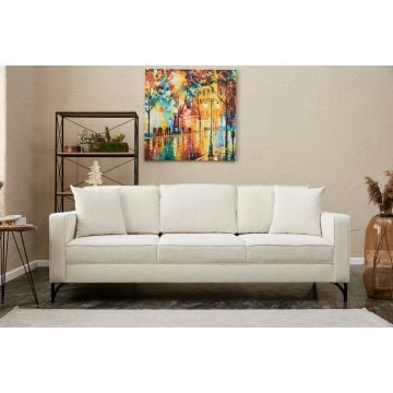 Del Sofa 3-zitsbank: Frame van beukenhout, stof van polyester, crème zwart
