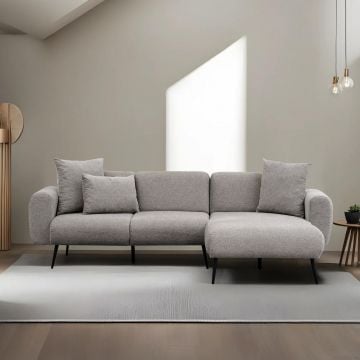 Atelier Del Sofa Hoekbank | 100% Beukenhout en Chenille Textuur Stof - Licht Grijs