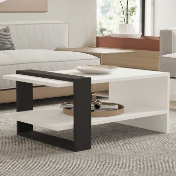 Salontafel 2 niveaus Antraciet Wit