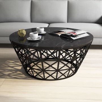Woody Fashion Salontafel | 100% Melamine | Metalen Frame | Zwart