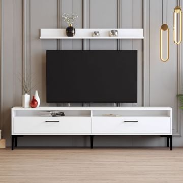 Woody Fashion TV-meubel | 100% Melamine Gecoat | 180cm x 47cm x 35cm | Wit