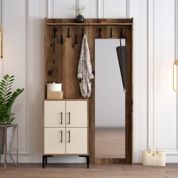Woody Modieuze vestiaire | Melamine Laag | 18mm Dikte | Walnoot Crème