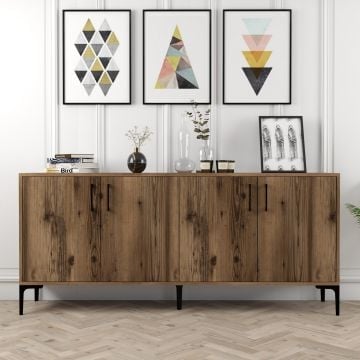 Woody Fashion Console | Notenhout | 18 mm | Metalen poot