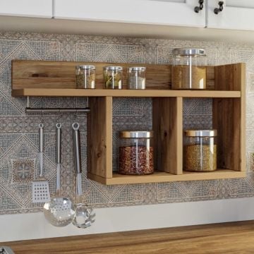 Wandplank | 100% Melamine Gecoat Grenen | Meerdere Planken en Hangende Haken