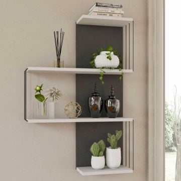 Wandplank | 18mm Melamine Gecoat | 64x96x19cm | Wit Antraciet