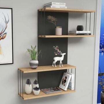 Wandplank | 18mm Gemelamineerd | antraciet / eik