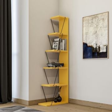 Boekenplank | 18mm Melamine Gecoat | 100% Metalen Frame | 50x150x22cm | Geel Zwart