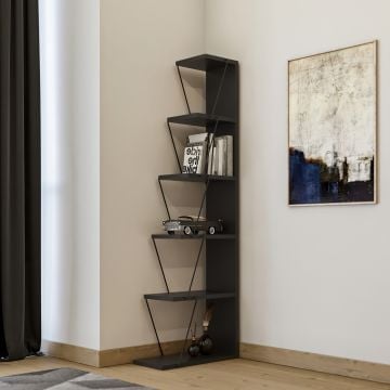 Boekenplank | 100% Melamine Gecoat | Metalen Frame | 50x150x22 cm | Antraciet Zwart