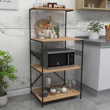 Multifunctionele Kast | 100% Melamine Gecoat | Metalen Poten | 60x124x45 cm | Zwart Grenen