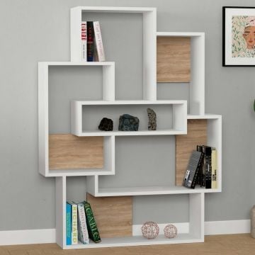 Boekenplank Woody Fashion | 101 x 22 x 132 cm | Eiken-wit-design