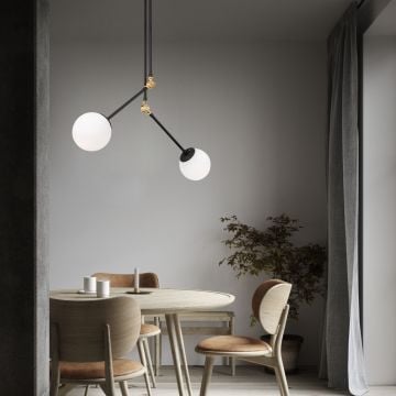 Hanglamp Opviq - 100x15x110cm - metaal en glas - zwart
