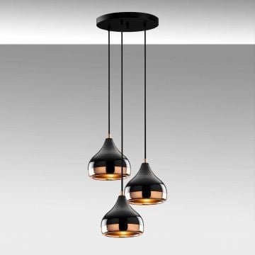 Opviq Kroonluchter | Metalen Behuizing | 37 cm Diameter | In Hoogte Verstelbaar | Zwart Koper