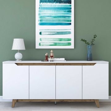 Dressoir Floor-wit/walnoot