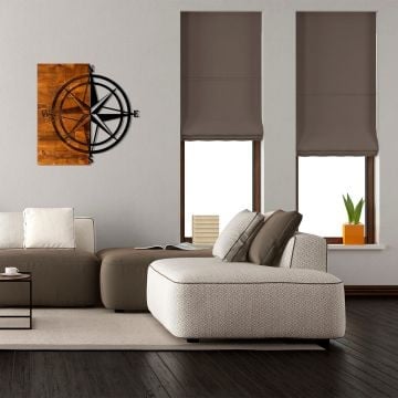 Skyler Decoratief Wandaccessoire | 50% Hout/Metaal | 58 x 58 cm | Noten Zwart