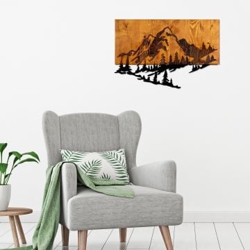 Skyler Decoratief Wandaccessoire | 50% Hout/50% Metaal | 58x38cm | Walnoot Zwart