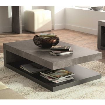 Salontafel Delta met opbergruimte - betonlook
