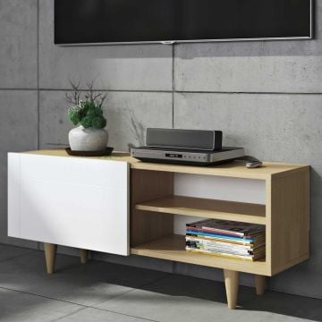 Tv-meubel Ruiz 120cm - eik/wit