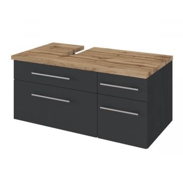 Wastafelonderkast Dasa (links) 90cm met 4 lades - grafiet/mat grijs 