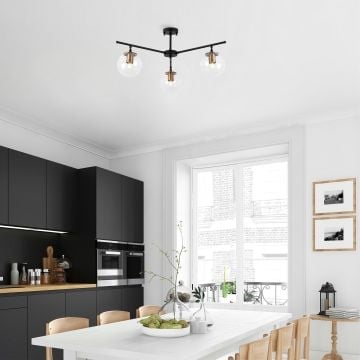 Fulgor kroonluchter | metalen frame | glazen kap | 70x70 cm | zwart antiek