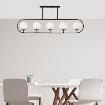 Fulgor kroonluchter | Metalen kap | Glazen kap | 122x15cm