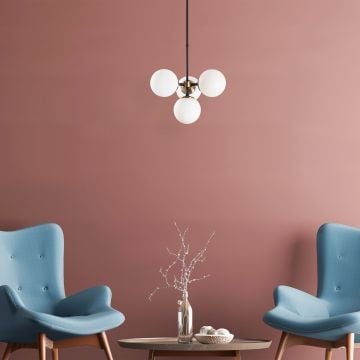 Fulgor kroonluchter | metalen frame | glazen kap | verstelbare hoogte | zwart antiek crème