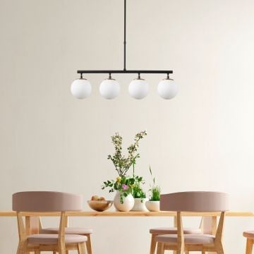 Fulgor kroonluchter | metalen behuizing | glazen kap | in hoogte verstelbaar | zwart goud wit