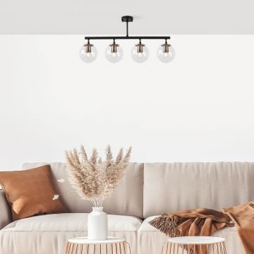 Fulgor kroonluchter | metalen frame | glazen kap | in hoogte verstelbaar | zwart antiek